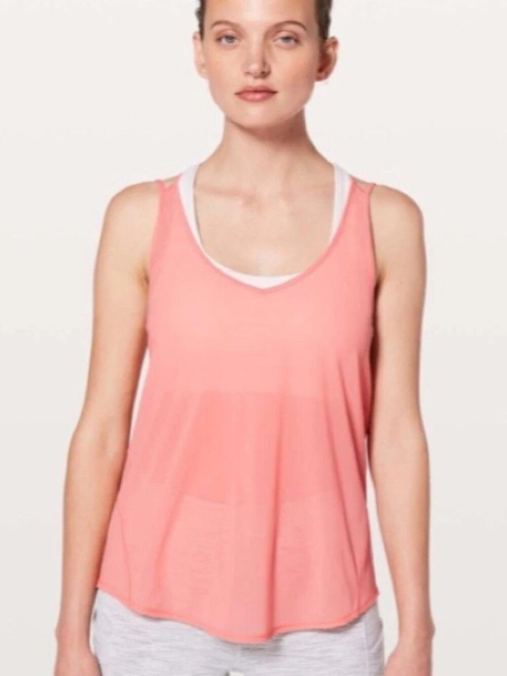 Lululemon women's tank top size 6 coral mesh Such a Cinch adjustable open back